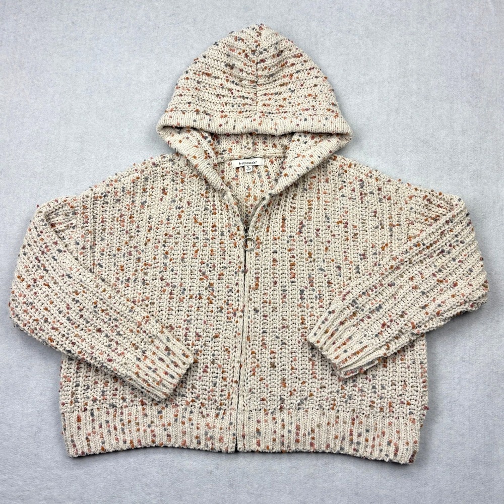 Francescas Confetti Chunky‎ Knit Full Zip Hoodie Sweater Womens Size Small